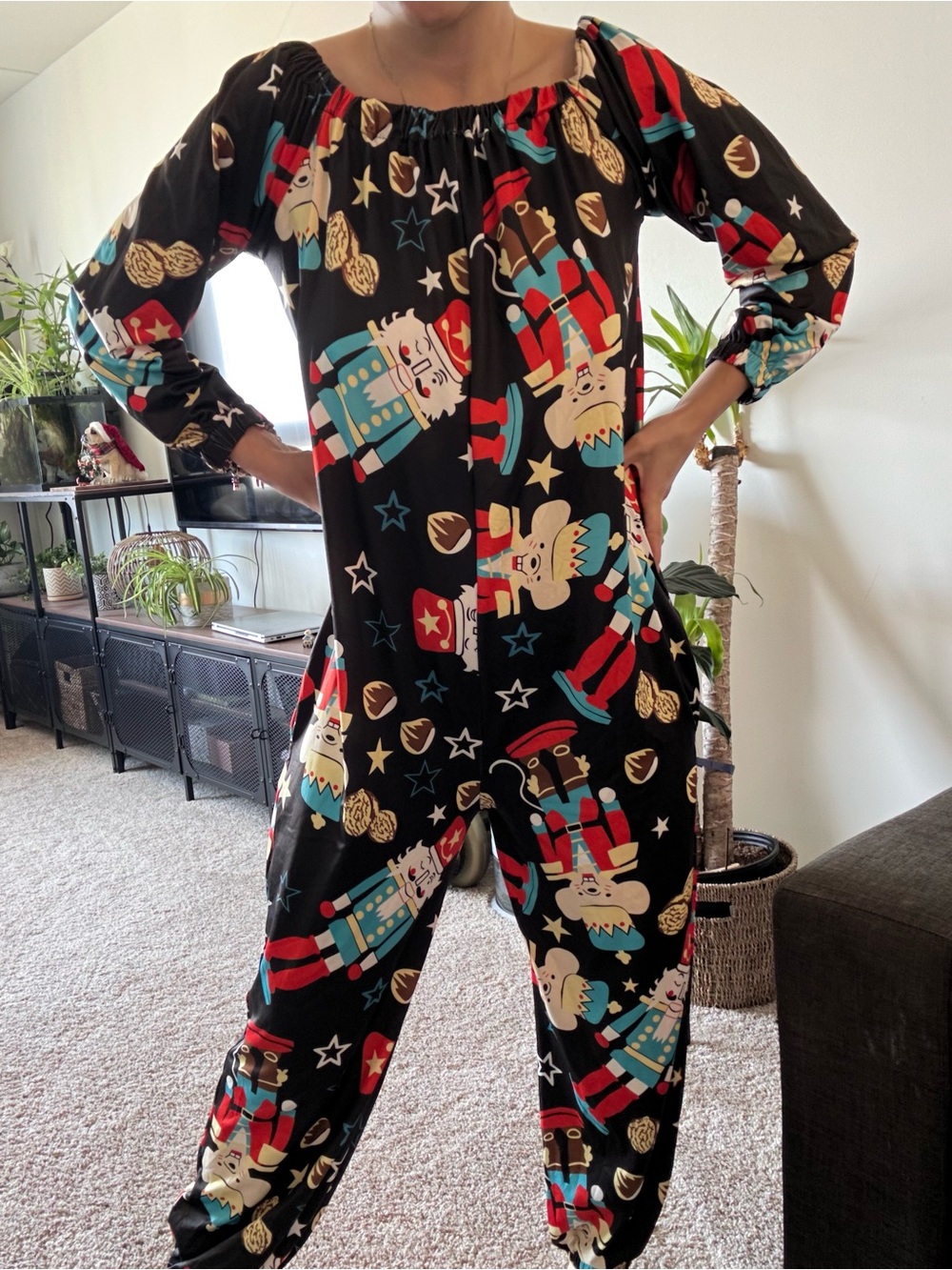 Black Nutcracker Print Kids Pajamas Onesie